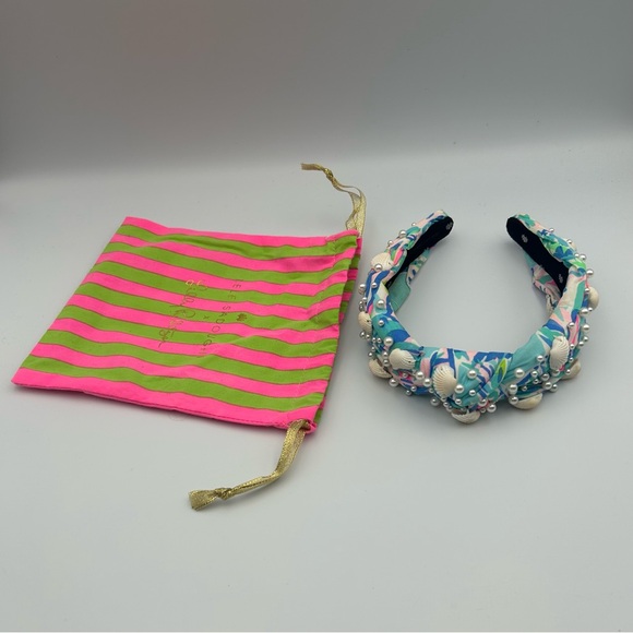 Lele Sadoughi X Lilly Pulitzer Cabana Cocktail Pearl Shell Knotted Headband - Picture 2 of 16